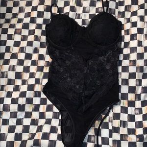 h:ours black lace bodysuit